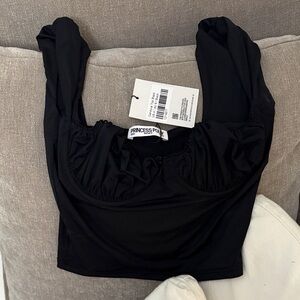 Princess Polly Chic Black Ruched Crop Top